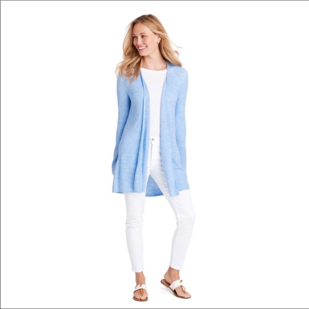 Vineyard Vines Heathered Waffle Open Cardigan Lg